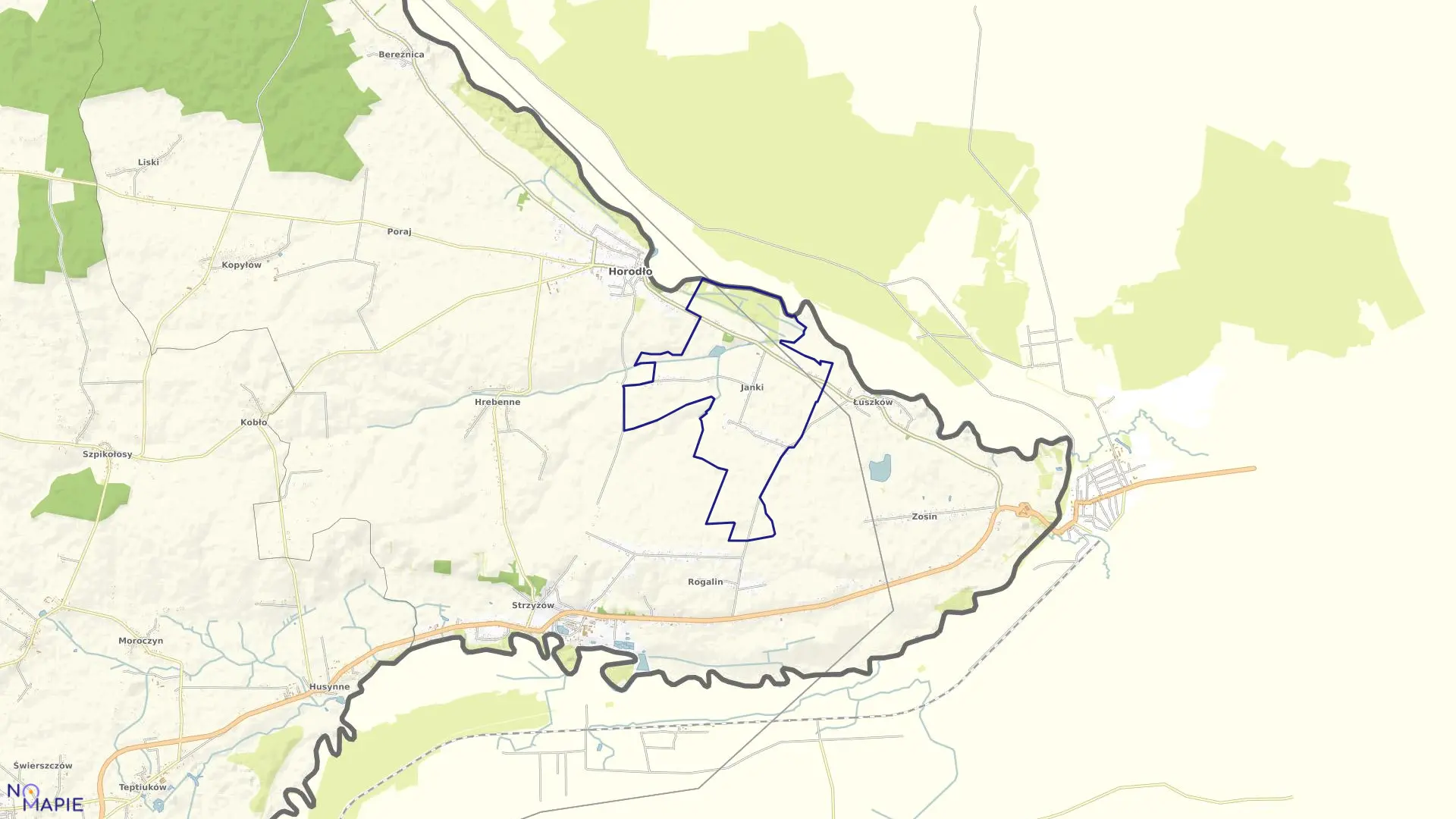 Mapa obrębu Janki Horodelskie w gminie Horodło