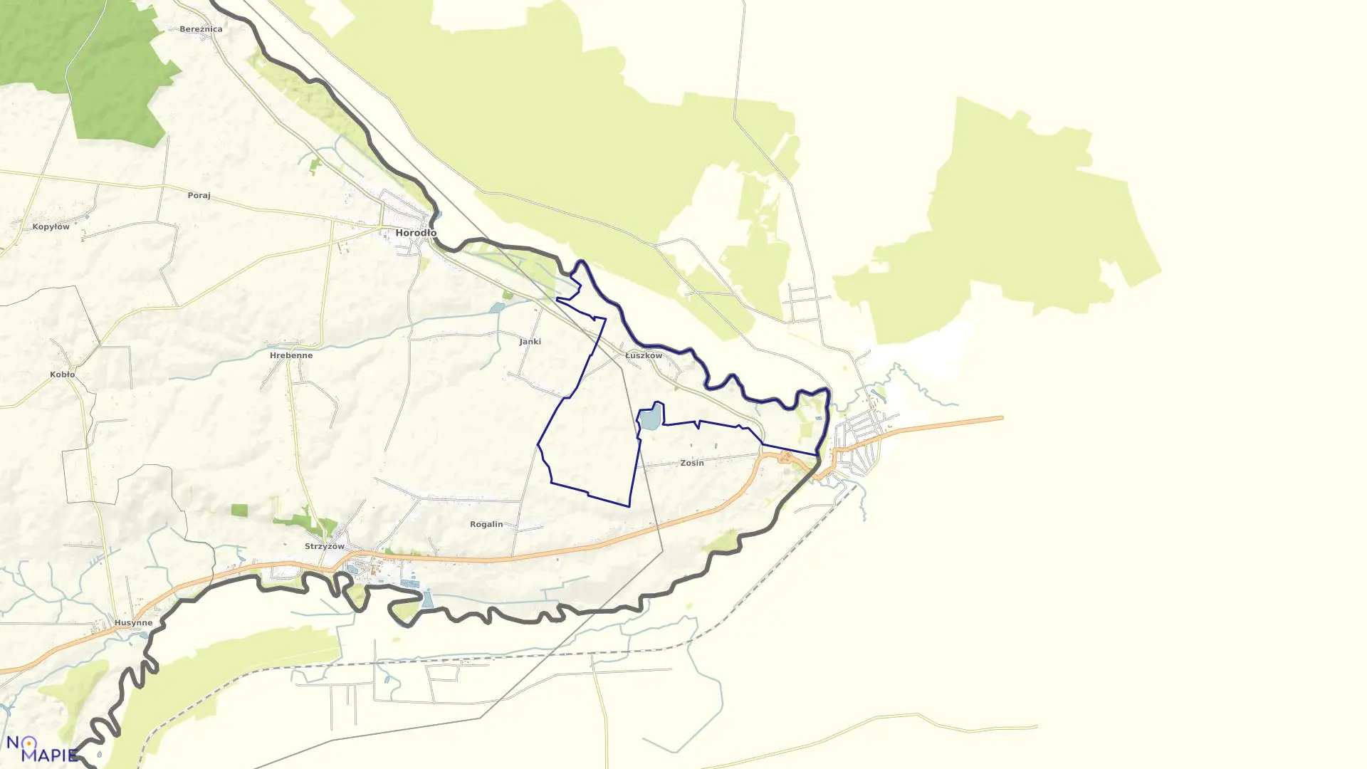 Mapa obrębu Łuszków w gminie Horodło