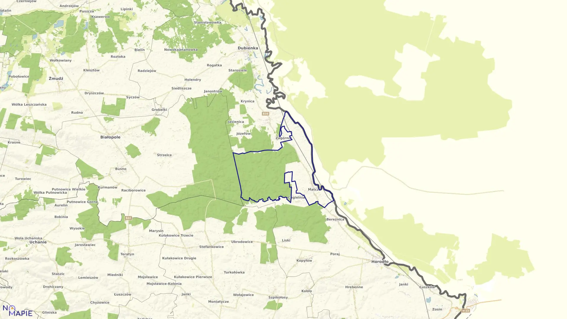 Mapa obrębu Matcze w gminie Horodło