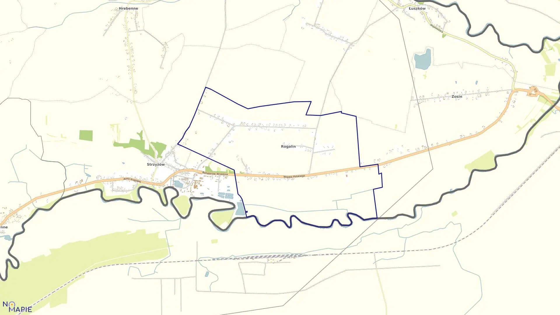 Mapa obrębu Rogalin w gminie Horodło