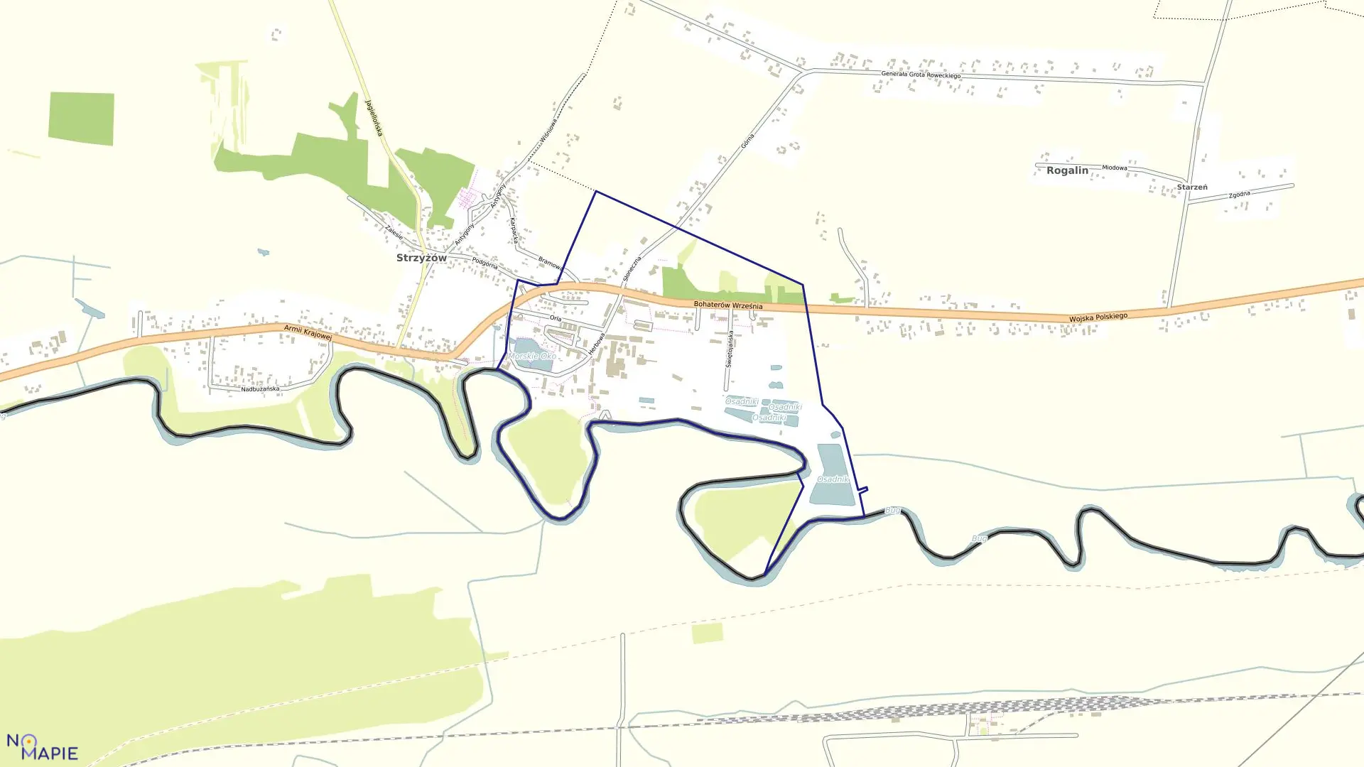 Mapa obrębu Strzyżów Cukrownia w gminie Horodło