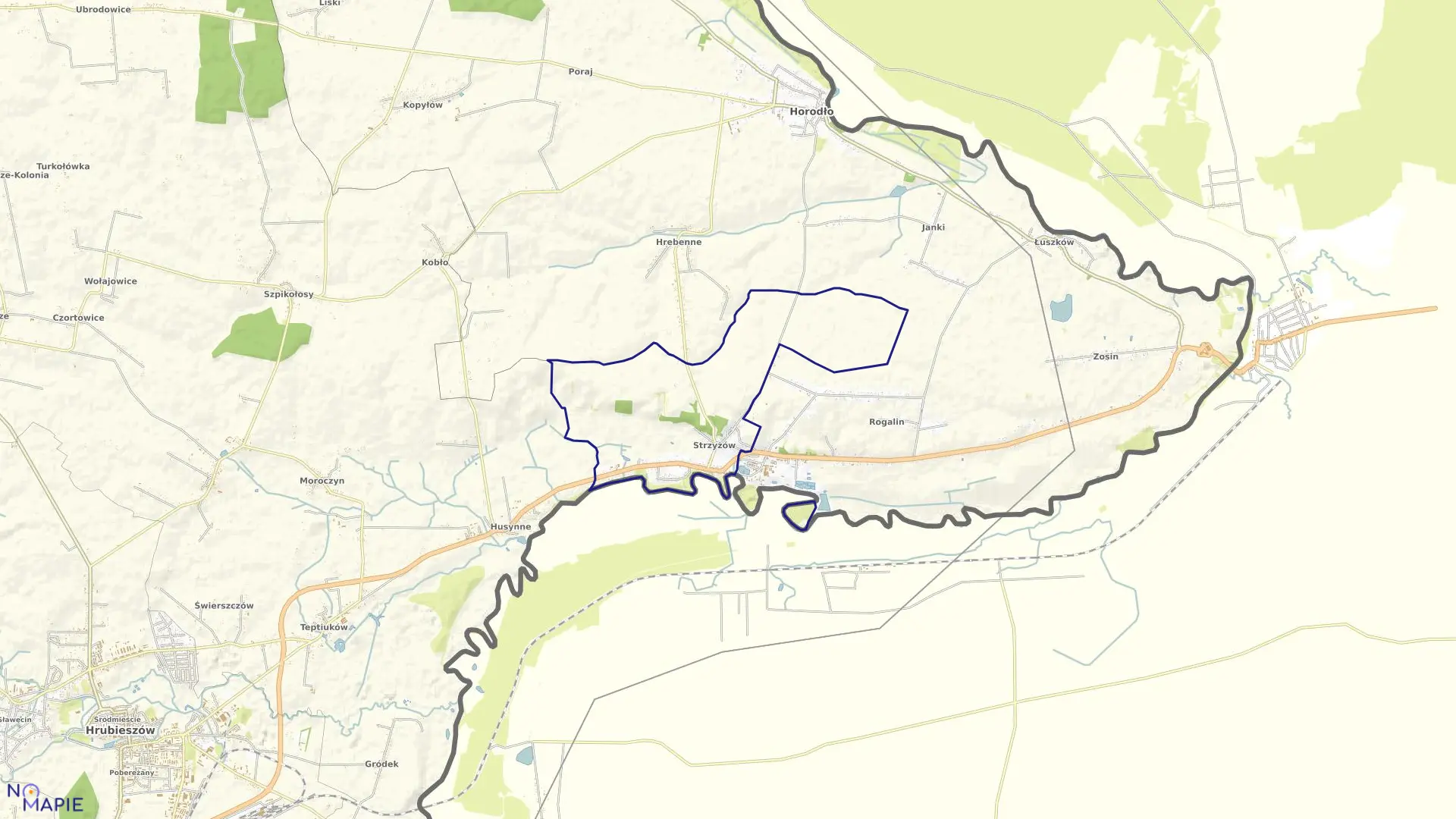 Mapa obrębu Strzyżów w gminie Horodło